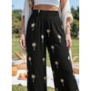 CUPSHE Women’s Wide Leg Beach Pants – Tropical Floral Vacation Cover Up | Soft & comfortable. High waist, flowy wide leg with side pocket(Black-3)