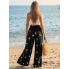 CUPSHE Women’s Wide Leg Beach Pants – Tropical Floral Vacation Cover Up | Soft & comfortable. High waist, flowy wide leg with side pocket(Black-3)