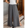 CUPSHE Women’s Wide Leg Beach Pants – Tropical Floral Vacation Cover Up | Soft & comfortable. High waist, flowy wide leg with side pocket(Black-slit)