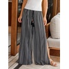 CUPSHE Women’s Wide Leg Beach Pants – Tropical Floral Vacation Cover Up | Soft & comfortable. High waist, flowy wide leg with side pocket(Black-slit)