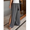 CUPSHE Women’s Wide Leg Beach Pants – Tropical Floral Vacation Cover Up | Soft & comfortable. High waist, flowy wide leg with side pocket(Black-slit)
