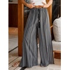 CUPSHE Women’s Wide Leg Beach Pants – Tropical Floral Vacation Cover Up | Soft & comfortable. High waist, flowy wide leg with side pocket(Black-slit)