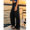 CUPSHE Women’s Wide Leg Beach Pants – Tropical Floral Vacation Cover Up | Soft & comfortable. High waist, flowy wide leg with side pocket(Black-solid)