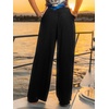 CUPSHE Women’s Wide Leg Beach Pants – Tropical Floral Vacation Cover Up | Soft & comfortable. High waist, flowy wide leg with side pocket(Black-solid)