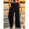 CUPSHE Women’s Wide Leg Beach Pants – Tropical Floral Vacation Cover Up | Soft & comfortable. High waist, flowy wide leg with side pocket(Black-solid)