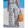 CUPSHE Women’s Wide Leg Beach Pants – Tropical Floral Vacation Cover Up | Soft & comfortable. High waist, flowy wide leg with side pocket(Blue)