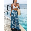 CUPSHE Women’s Wide Leg Beach Pants – Tropical Floral Vacation Cover Up | Soft & comfortable. High waist, flowy wide leg with side pocket(Blue-2)