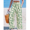 CUPSHE Women’s Wide Leg Beach Pants – Tropical Floral Vacation Cover Up | Soft & comfortable. High waist, flowy wide leg with side pocket(Green)