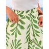 CUPSHE Women’s Wide Leg Beach Pants – Tropical Floral Vacation Cover Up | Soft & comfortable. High waist, flowy wide leg with side pocket(Green-leaves)