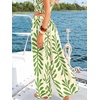 CUPSHE Women’s Wide Leg Beach Pants – Tropical Floral Vacation Cover Up | Soft & comfortable. High waist, flowy wide leg with side pocket(Green-leaves)