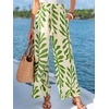 CUPSHE Women’s Wide Leg Beach Pants – Tropical Floral Vacation Cover Up | Soft & comfortable. High waist, flowy wide leg with side pocket(Green-leaves)