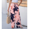 CUPSHE Women’s Wide Leg Beach Pants – Tropical Floral Vacation Cover Up | Soft & comfortable. High waist, flowy wide leg with side pocket(Pink-flower)