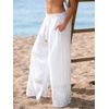 CUPSHE Women’s Wide Leg Beach Pants – Tropical Floral Vacation Cover Up | Soft & comfortable. High waist, flowy wide leg with side pocket(White)