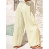 CUPSHE Women’s Wide Leg Beach Pants – Tropical Floral Vacation Cover Up | Soft & comfortable. High waist, flowy wide leg with side pocket(Yellow-green)