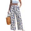 CUPSHE Women’s Wide Leg Beach Pants – Tropical Floral Vacation Cover Up | Soft & comfortable. High waist, flowy wide leg with side pocket(Blue)